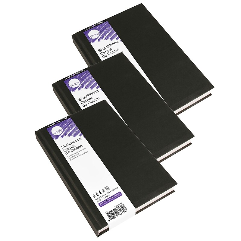 Daler-Rowney Simply 5.5" x 8.5" Hard Bound Sketch Book, 110 Sheets/Book, 3/Bundle (DRWD481100508-3) image 1