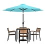 Flash Furniture Lark Outdoor Patio Table Set, Teal Umbrella, 7 Piece Set (XU8104UB19BTL)~#|#~8A65E8D2-71E2-49D1-A0AE7BE1A4B1B7F1_sc7
