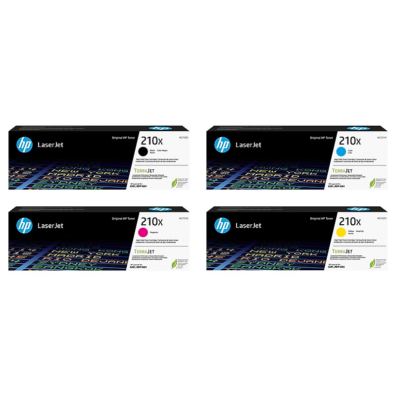 HP 210X Black/Cyan/Magenta/Yellow High Yield Toner Cartridge, 4/Pack (W210X4PK-VB) image 1
