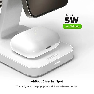 mophie - Universal 3-in-1 Charge Stand with Qi2 - White - Thumbnail 3