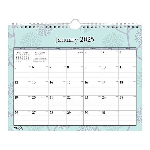 2025 Blue Sky Rue Du Flore 11" x 8.75" Monthly Wall Calendar, Blue