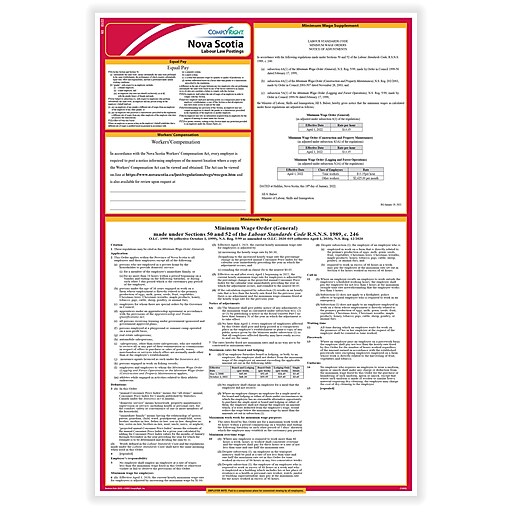 ComplyRight Canada Federal and Province (English) Subscription Service, Nova Scotia