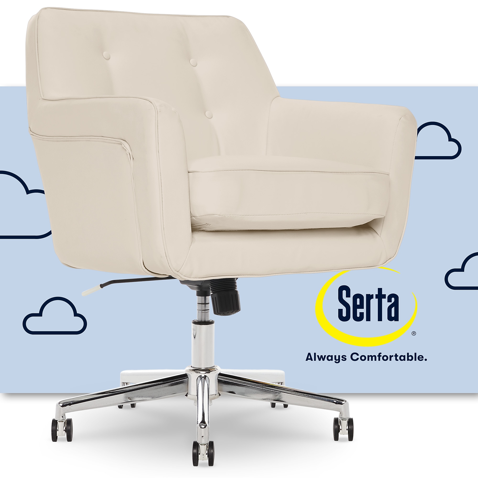 Serta Style Ashland Bonded Leather Swivel Computer and Desk Chair, Cream (47140F) Sansujyuku sansujyuku.com