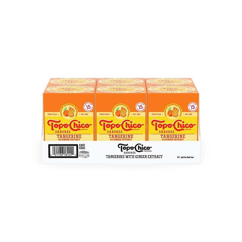 Topo Chico Sabores Tangerine Flavored Sparkling Water, 12 oz., 24 Cans/Carton (412571) image 1