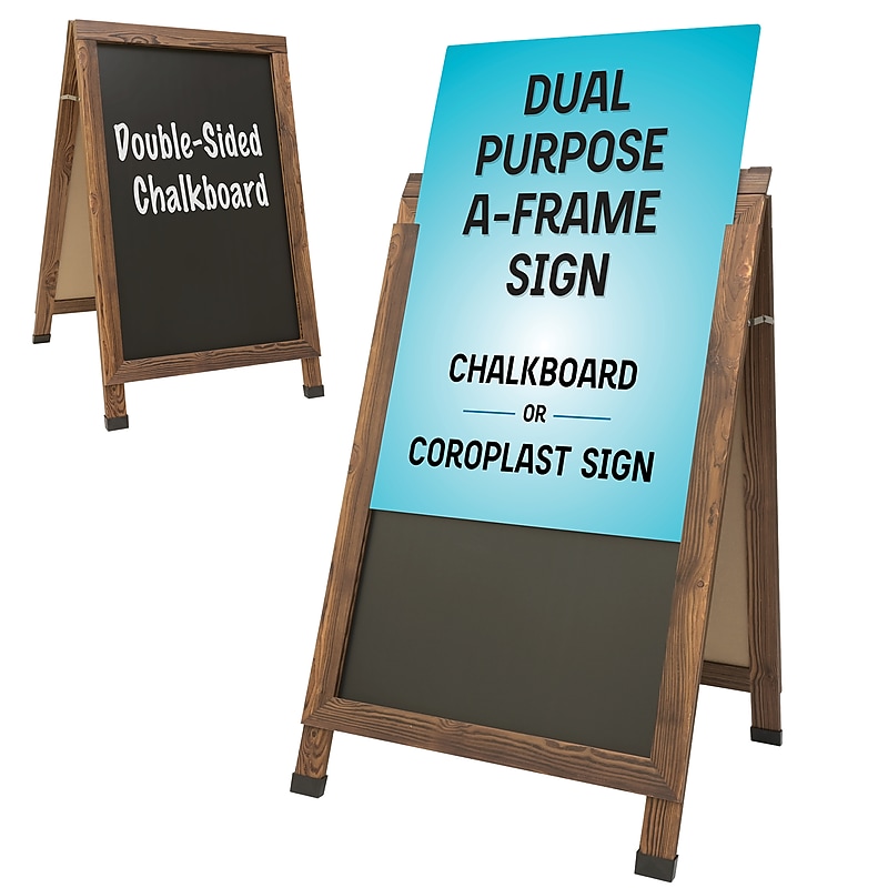 Excello Global Products 24x36 Chalkboard Coroplast Combo A-Frame, Brown (EGP-HD-0533-BN) image 1