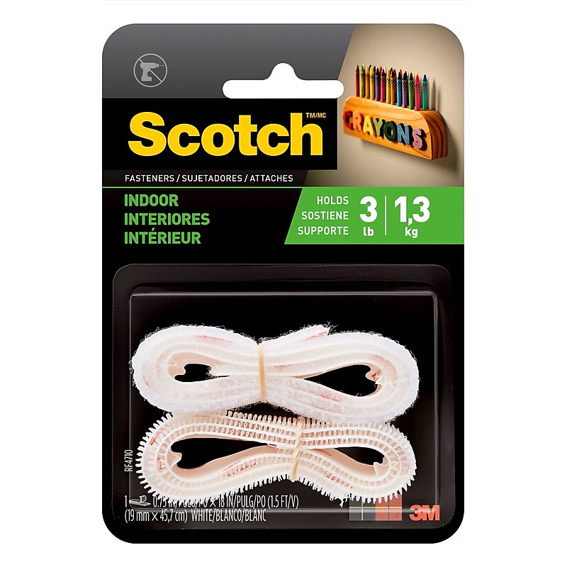 Scotch® Reclosable Multi-Purpose Fastener, 3/4" x 18", White (RF7010) image 1