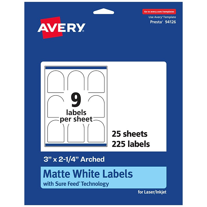 Avery Laser/Inkjet Decorative Edge Multipurpose Labels, 3" x 2.25", White, 225 Labels/Pack (94126) image 1