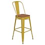 Flash Furniture Kai Indoor-Outdoor Bar Height Stool with Removable Back, Yellow with Teak Seat (CH3132030GYLP2T)~#|#~8AAA85F8-3CEF-4422-B99158FC9AA02F92_sc7