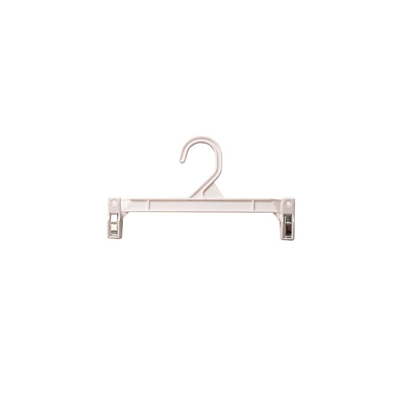 Nahanco 9 1/2" Plastic Skirt/Slack Hanger With Pinch Clip, Plastic Hook, White, 100/Box (H29W) image 1