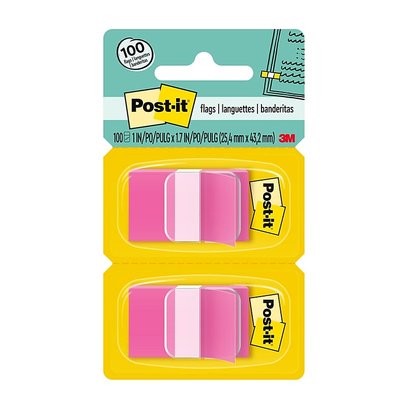 Post-it Flags, 1", Pink, 100 Flags/Pack (680-BP2) image 1