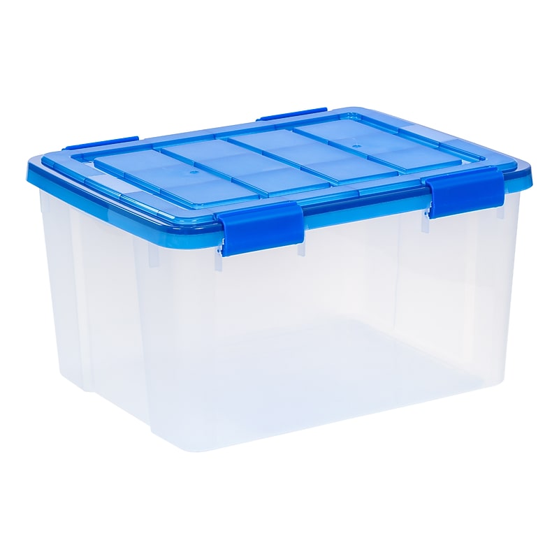 Iris 44 Quart Ultimate Clear Latching Plastic Storage Bin, Blue (500194) image 1