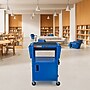 Luxor LEADER 3-Shelf Adjustable Media Utility Cart with Pullout Tray, Locking Cabinet & Drop Leaf Shelves, Blue (AVJ42KBCDL-RB)~#|#~8AC8DAE7-D866-4D11-A55DB79D51865B35_sc7