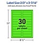 Avery Laser/Inkjet Multipurpose Rectangle Labels, 2/3" x 3-7/16", Neon Green, 2400/Box (94210)~#|#~8ACA45B9-8EE4-42D5-81E87E78F0F1BAD1_sc7