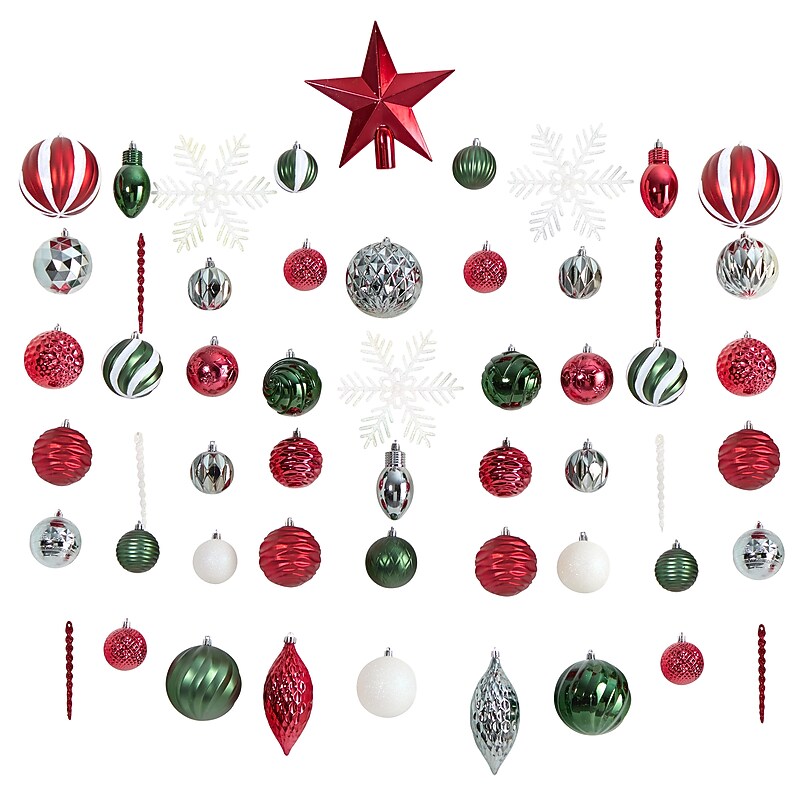 Nearly Natural Holiday Deluxe Shatterproof Christmas Tree Ornament Box Set, 100/Set (D1034) image 1
