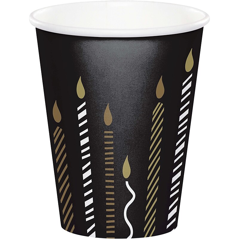 Creative Converting Golden Wishes Party Paper Cups, Black/Gold, 32/Pack (DTC365085CUP) image 1