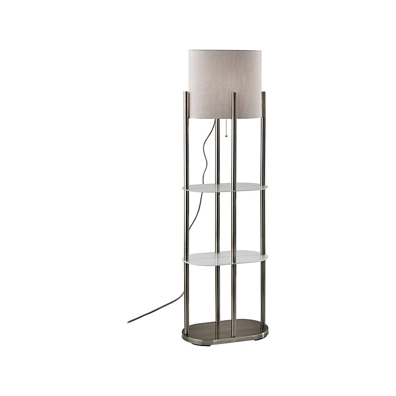 Adesso Norman 60.5" Brushed Steel Floor Lamp with Cylindrical Shade (1518-22) image 1