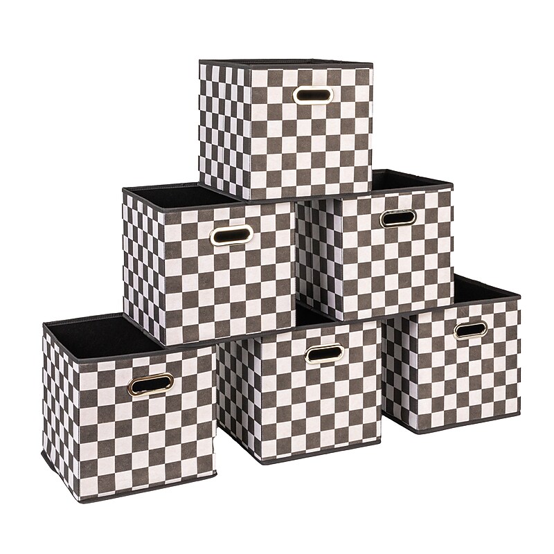 Household Essentials Storage Cubes 23.05 Quart Storage Container, Cardboard, Checkerboard, 6/Pack (HE1249) image 1