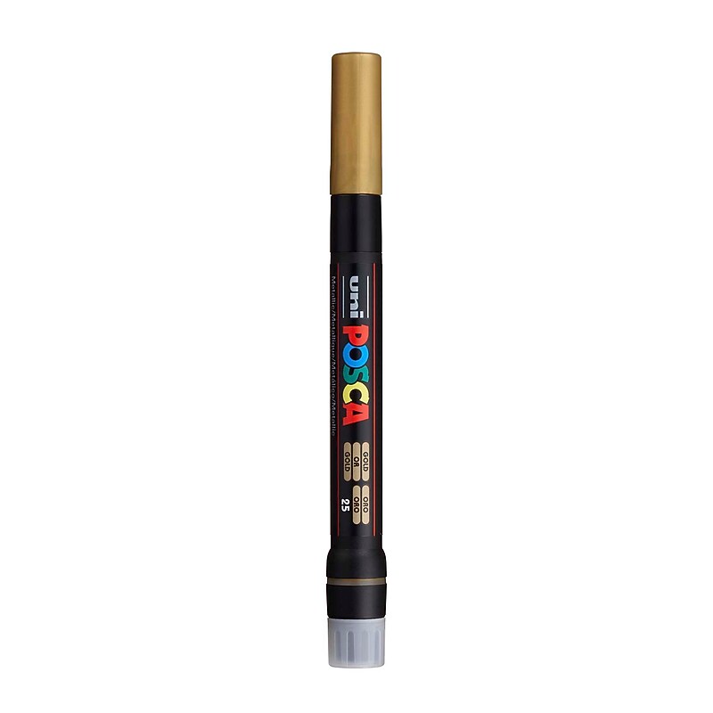 POSCA PCF-350 Water Based Paint Marker, Brush Tip, Gold (UBCPCF350GOLD) image 1