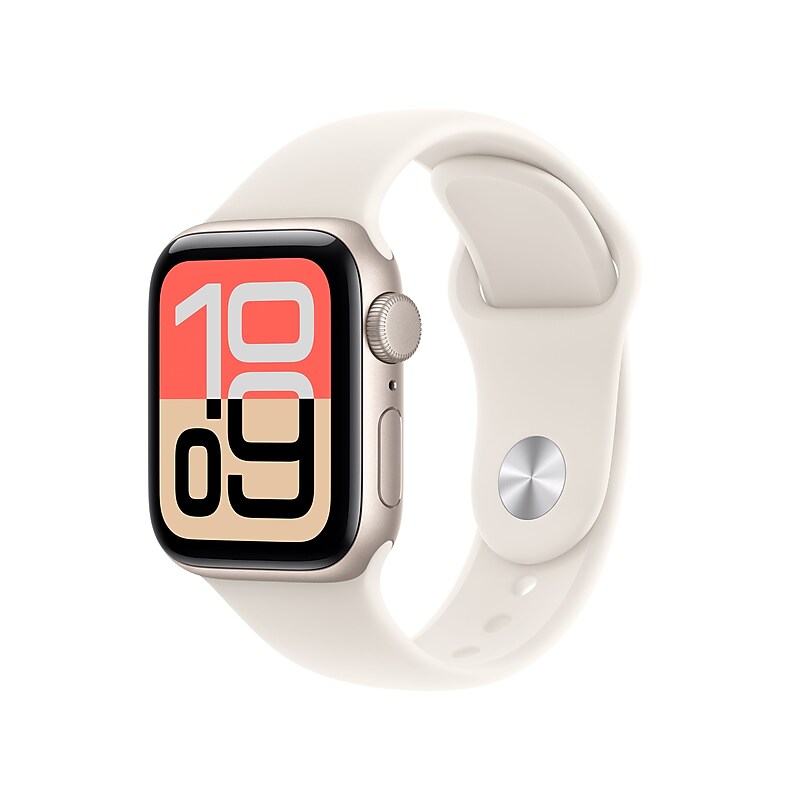 Apple Watch SE 3 GPS Smartwatch, 40mm, Starlight Aluminum Case with Starlight Sport Band, Small/Medium (MEH34LW/A) image 1