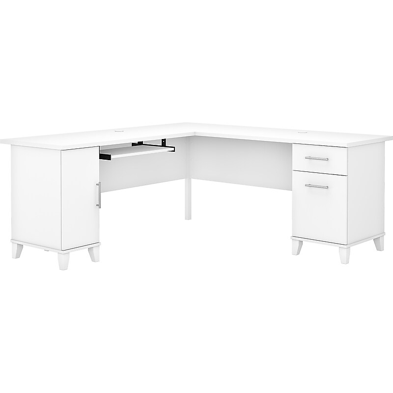 Bush Furniture Somerset 72"W L Shaped Desk with Storage, White (WC81910K) image 1