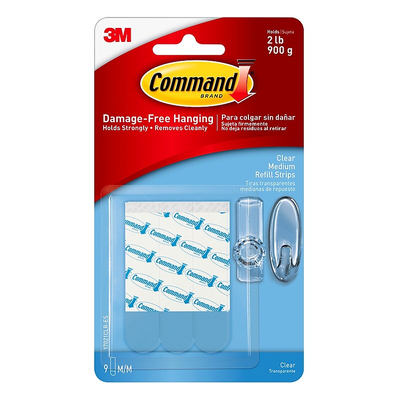 Command Medium Refill Strips, Clear, 9/Pack (17021CLR-ES) image 1