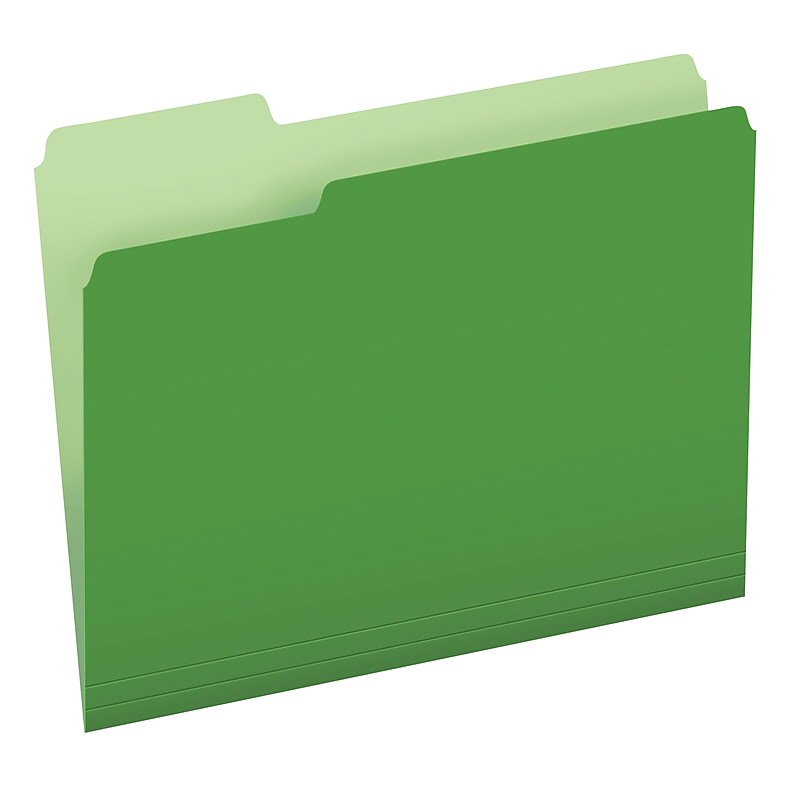 Pendaflex Recycled File Folder, 1/3-Cut Tab, Assorted, Letter Size, Bright Green, 100/Box (4210 1/3 BGR) image 1