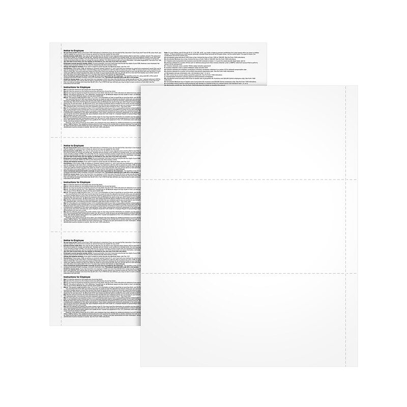 Adams 2024 W-2 3-up Employee Copy Blank Front with Copy B Backers, 100 sheets/pack (LW23UPALTB100) image 1
