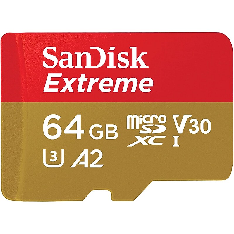 SanDisk Extreme 64GB microSDXC Memory Card with Adapter, Class 10, UHS I ,V30 (SDSQXAH 064G GN6MA) image 1