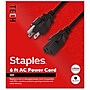 Staples TECH 6 ft. AC Power Cord, Male to Male, Black (ST62398)~#|#~8B0BB343-0C69-4429-82AD89697ACAB2C4_sc7