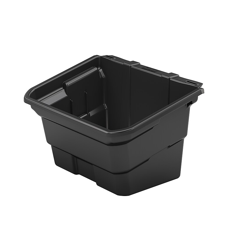 Suncast Commercial Cleaning Cart Waste Bin, Black Polypropylene, 4 gal. Capacity (BIN17102) image 1