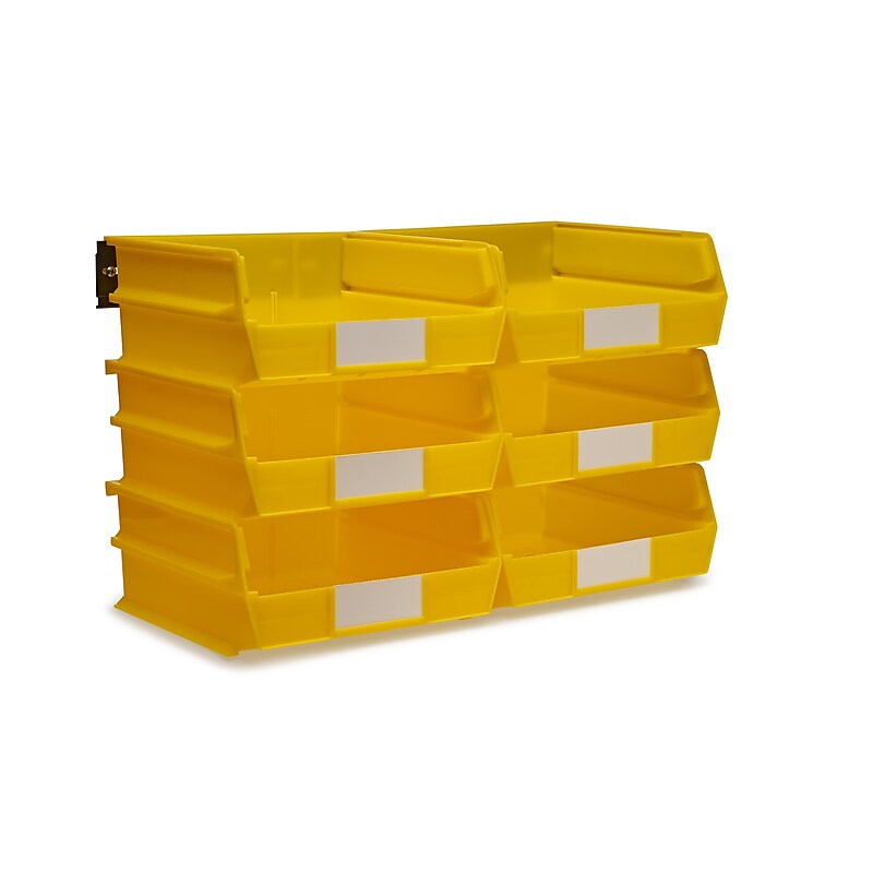 Triton Products LocBin Stackable Storage Bin, 5" x 11"x 10.87", Yellow, 6/Pack (3-235YWS) image 1