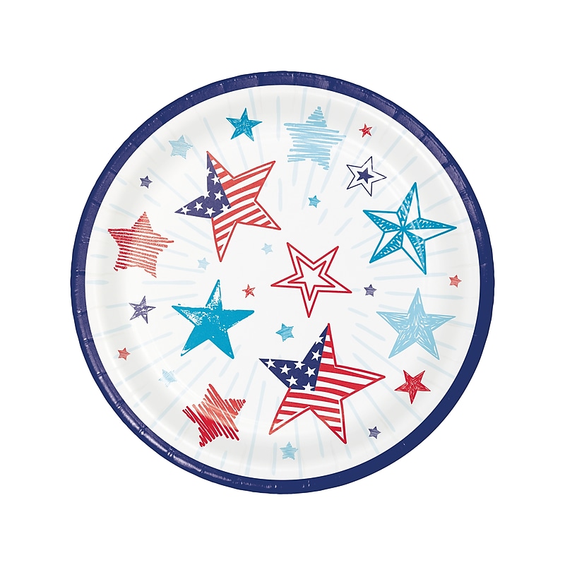 Creative Converting Fourth of July Dessert Plate, Multicolor, 24/Pack (DTC369853PLT) image 1