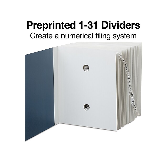 Staples EveryDay Pressboard Indexed Desk File, Numerical Index