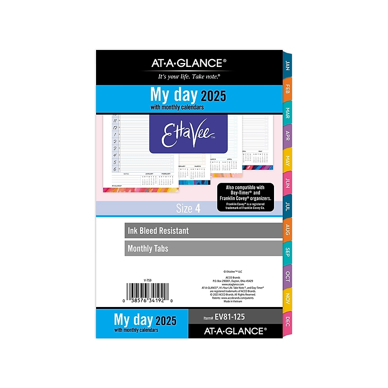 2025 AT-A-GLANCE EttaVee 5.5" x 8.5" Daily & Monthly Planner Refill, Multicolor (EV81-125-25) image 1