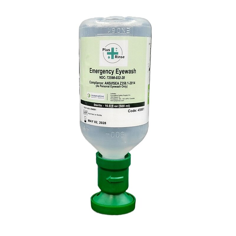 Plus Rinse Saline Eyewash Bottle Refill, 16.9 oz., 12/Box (45981-12) image 1