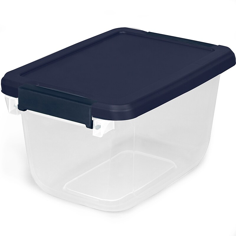 Home Logic 6.5 Qt. Latch Lid Storage Tote, Clear/White, 8/Pack (HLCOM7249010759) image 1