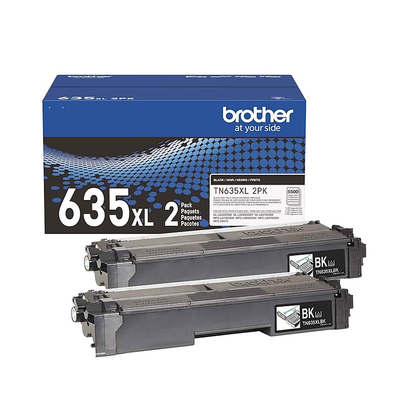 Brother TN635XL Black High Yield Toner Cartridges, 2/Pack (TN635XL2PK) image 1