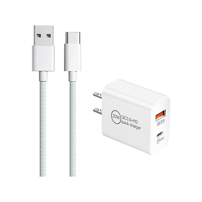 3D Luxe USB-A/USB-C Wall Charger, White (2in1-A-C-WHITE) image 1