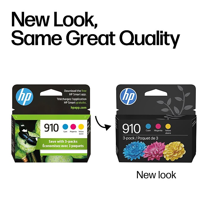 HP 910/910XL High-Yield Ink Cartridges, 4-Pack (Black, Cyan, Magenta, Yellow) in Retail