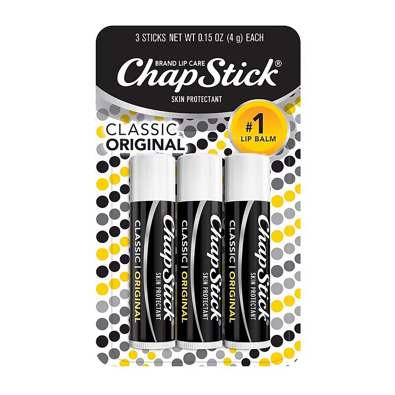 Chapstick Lip Balm, Original, .45oz., Colorless, 3 Chapsticks/Pack (305730701402) image 1