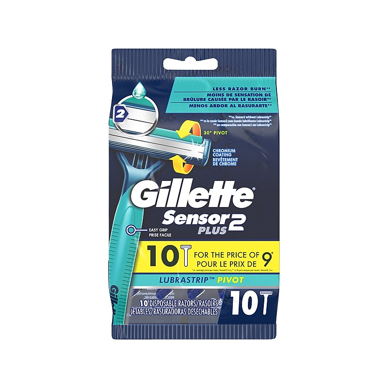 Gillette Sensor2 Plus Disposable Razor, 10/Pack (66453) image 1