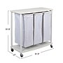 Household Essentials 3-Section Rolling Laundry Sorter with Lid, Polyester, White (HE1119)~#|#~8B59010E-252C-425D-9097A0833C133185_sc7