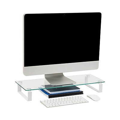 Mind Reader Contemporary Monitor Stand and Laptop Riser, Clear (GLASS-CLR) Sansujyuku sansujyuku.com