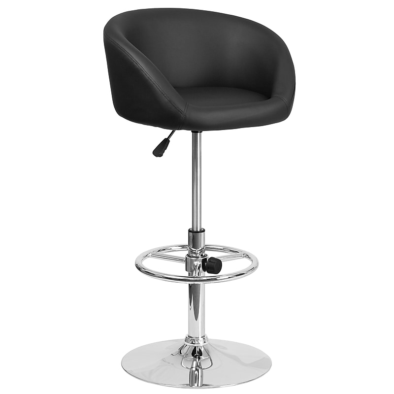 Flash Furniture Contemporary Vinyl Adjustable Height Barstool with Back, Black (CHTC31066LBK) image 1