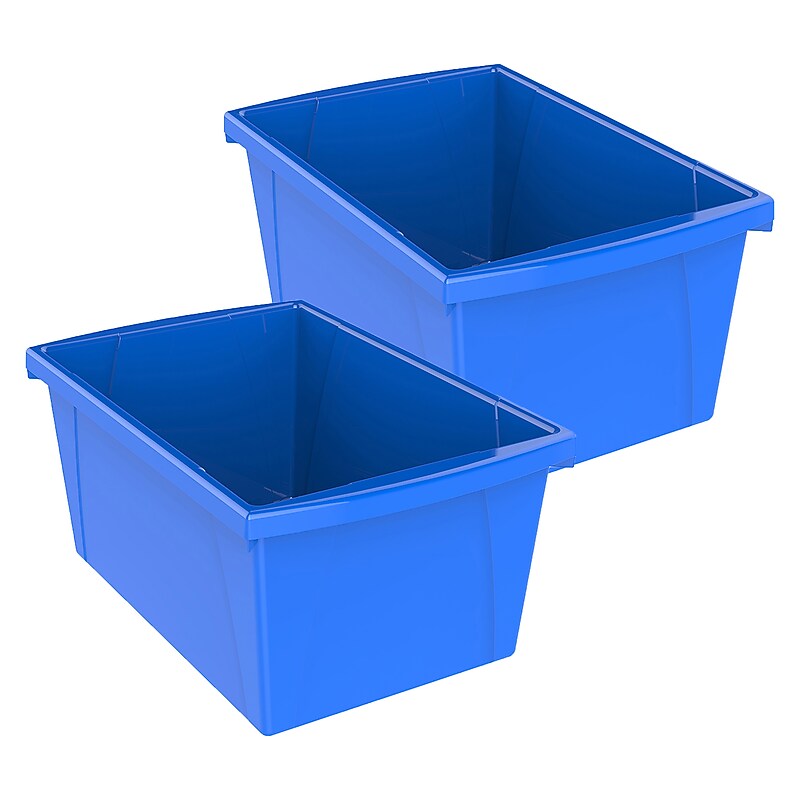 Storex Plastic Medium Classroom Storage Bin, 16.75"x 11.87"x 8.28", Blue, Pack of 2 (STX61482U06C-2) image 1
