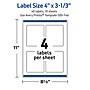 Avery Laser/Inkjet Rectangle Multipurpose Labels, 4" x 3-1/3", White, 40/Pack (S00F46)~#|#~8B607D87-5E59-4F0A-934C4CBFF1E83E8B_sc7