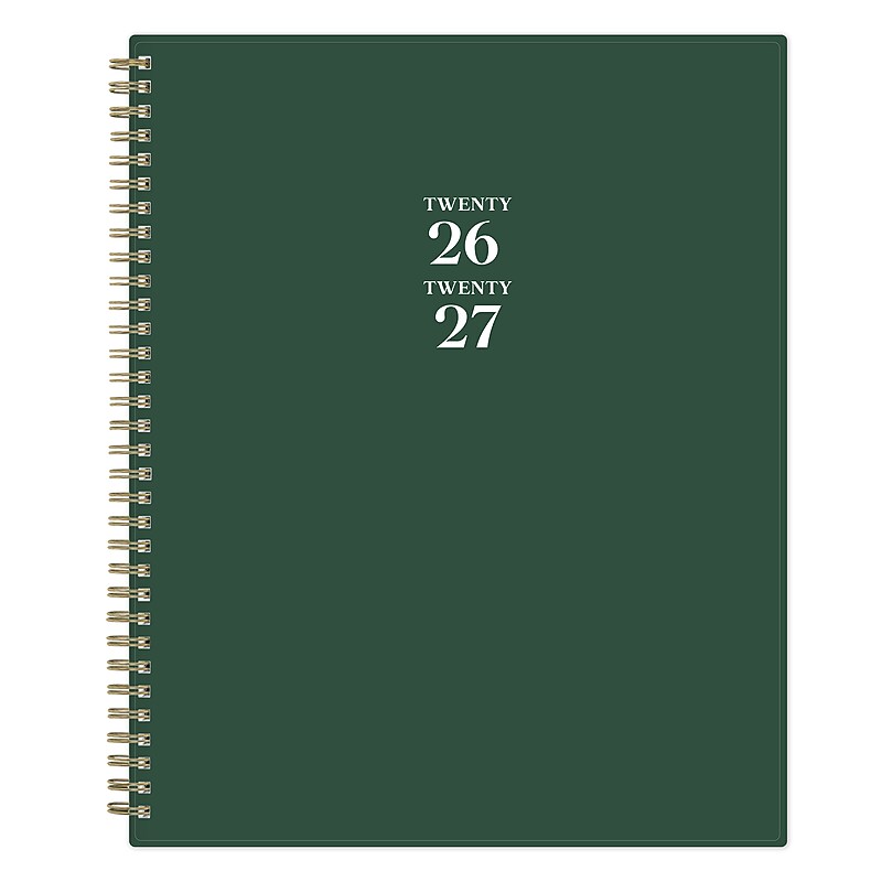 2026-2027 Blue Sky 8" x 11" Academic Monthly Planner, Plastic Cover, Deep Forest Green (161657) image 1