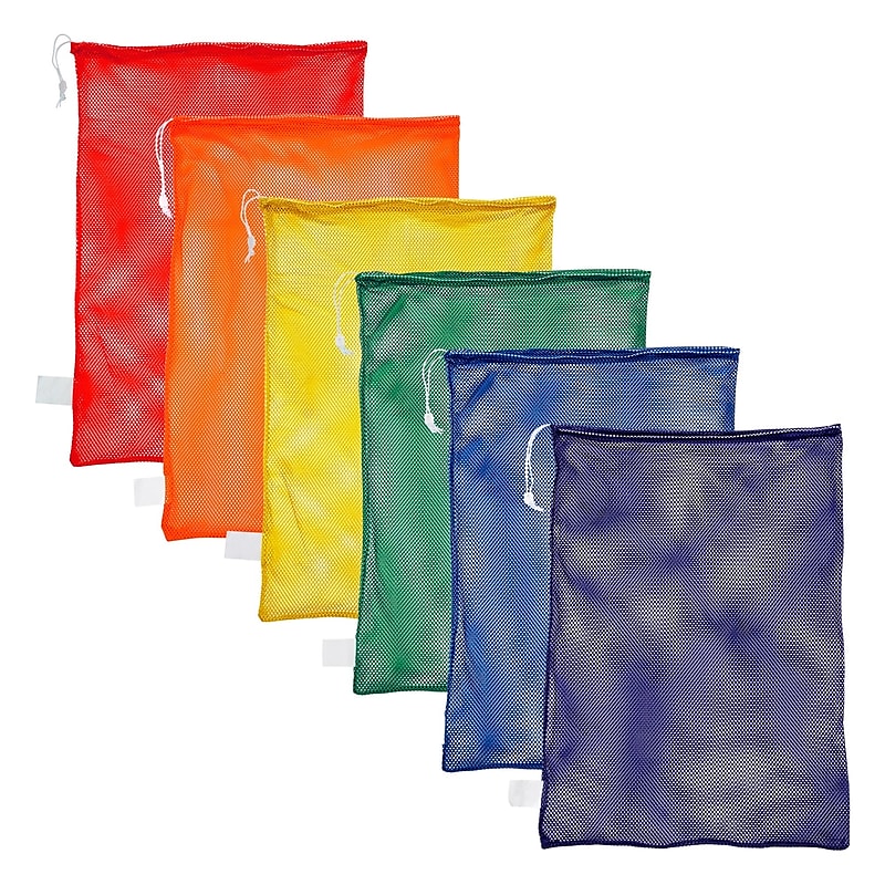 Champion Sports 24" x 36" Nylon-Mesh Equipment Bags, Assorted Colors, 6/Set (CHSMB21SET) image 1