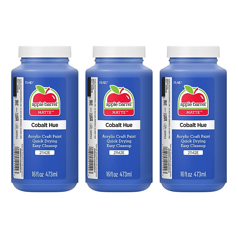 Apple Barrel Acrylic Paint Matte, 16oz., Cobalt Hue, 3/Pack(APP21142E-3) image 1