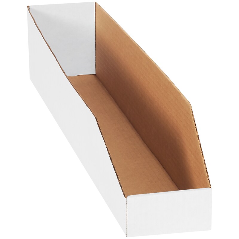 Partners Brand Medium Folding Corrugated Storage Bin, 24" x 4.5"x 4", White, 50/Bundle (BINMT424) image 1